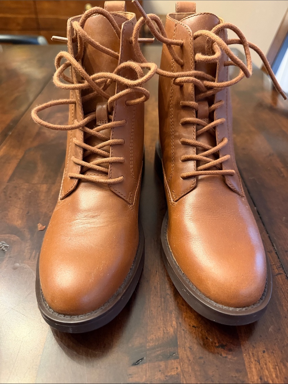 Madewell Women's Tan Leather Lace-Up Boots